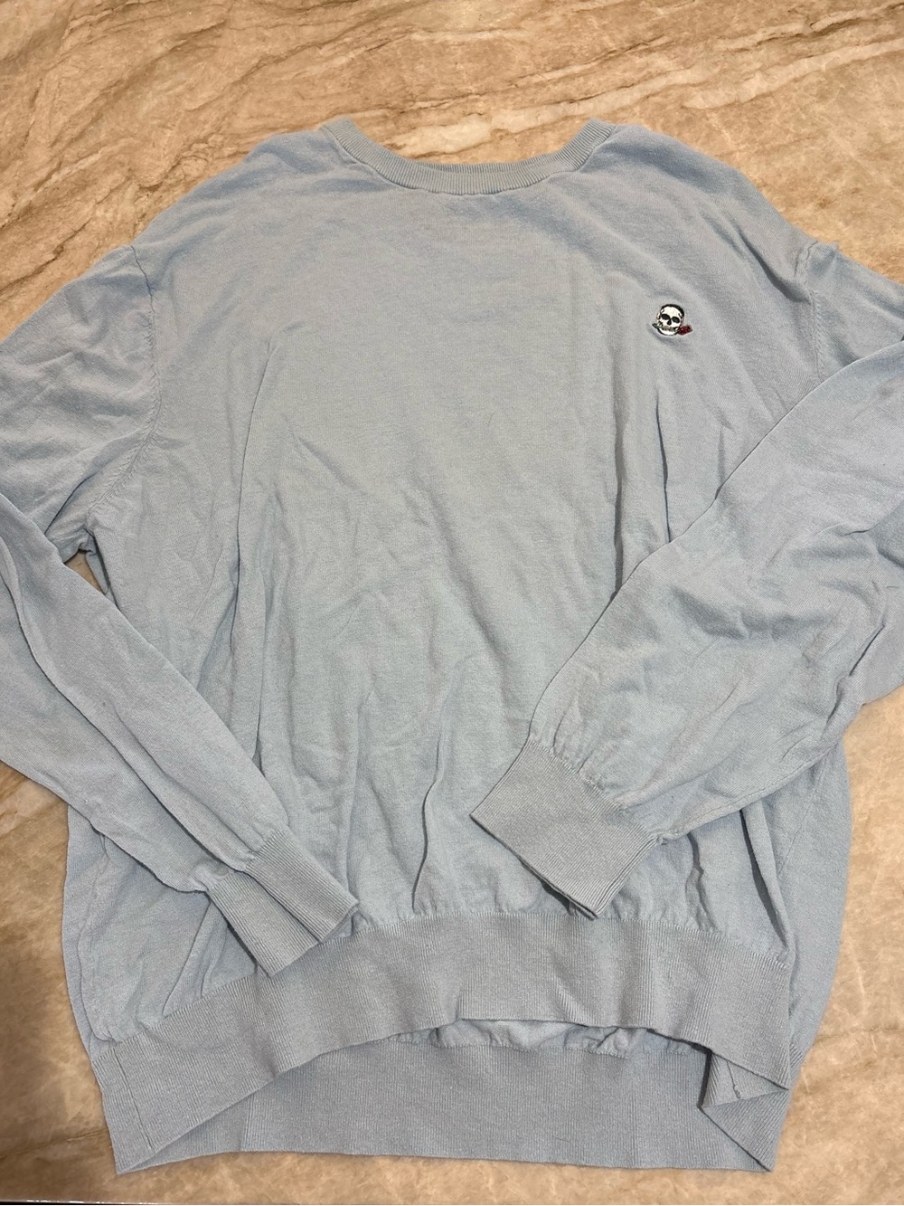 Robert Graham Men's Light Blue Crew Neck Linen Cotton Sweater Shirt